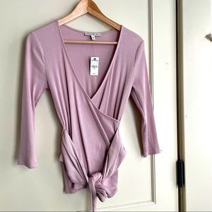 Nude Rose Express Ribbed Tie Top